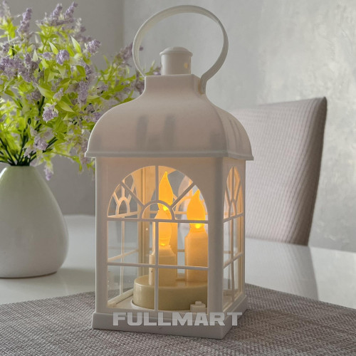 Лампадка Decorative Led Lantern A7409 на батарейки 20 см белая